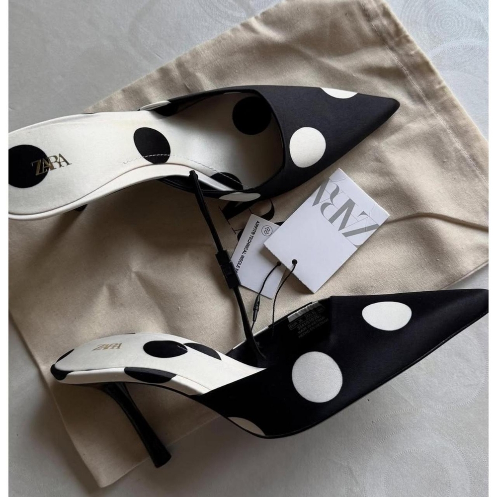 Zara Black and White Polka Dot Women's Heels